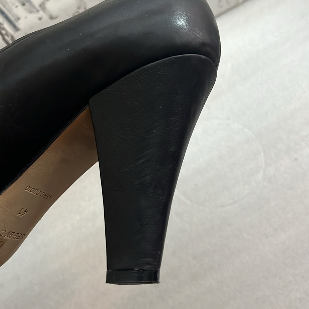 See by Chloe Black Lace Up Heels Pumps Sz 41 - Picture 11 of 14